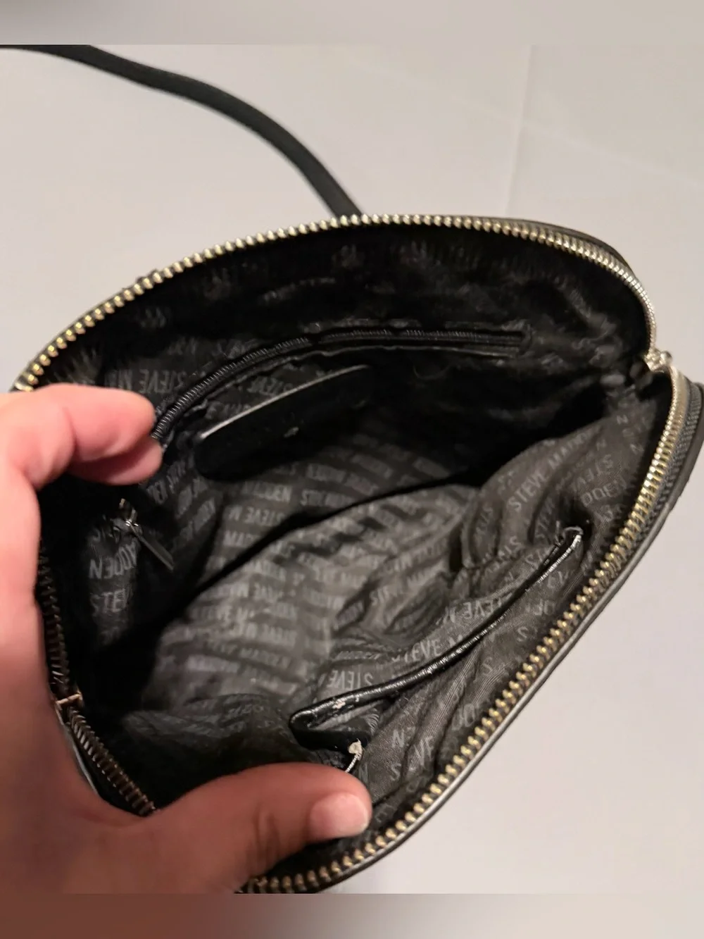 Steve Madden Quilted Crossbody Bag in Black with Chain Strap